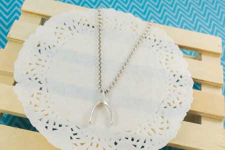 Collar cadena brillo alta calidad hueso de la suerte wishbone La Fermina