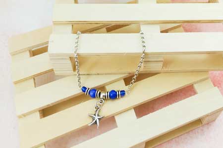tobillera-con-bolas-y-charm-estrella-de-mar--la-fermina-abalorios-zamak-plata-bisuteria