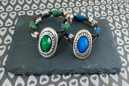 Pulseras camafeo azul navy y verde bosque