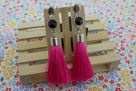 pendiente-pompones-rosa-y-entrepieza-swarovski-verano-la-fermina-zamak-plata-bisuteria-nuevo